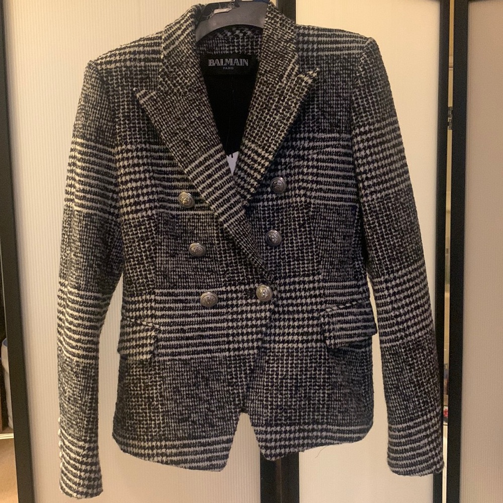 Balmain Classic houndstooth double breasted jacket
